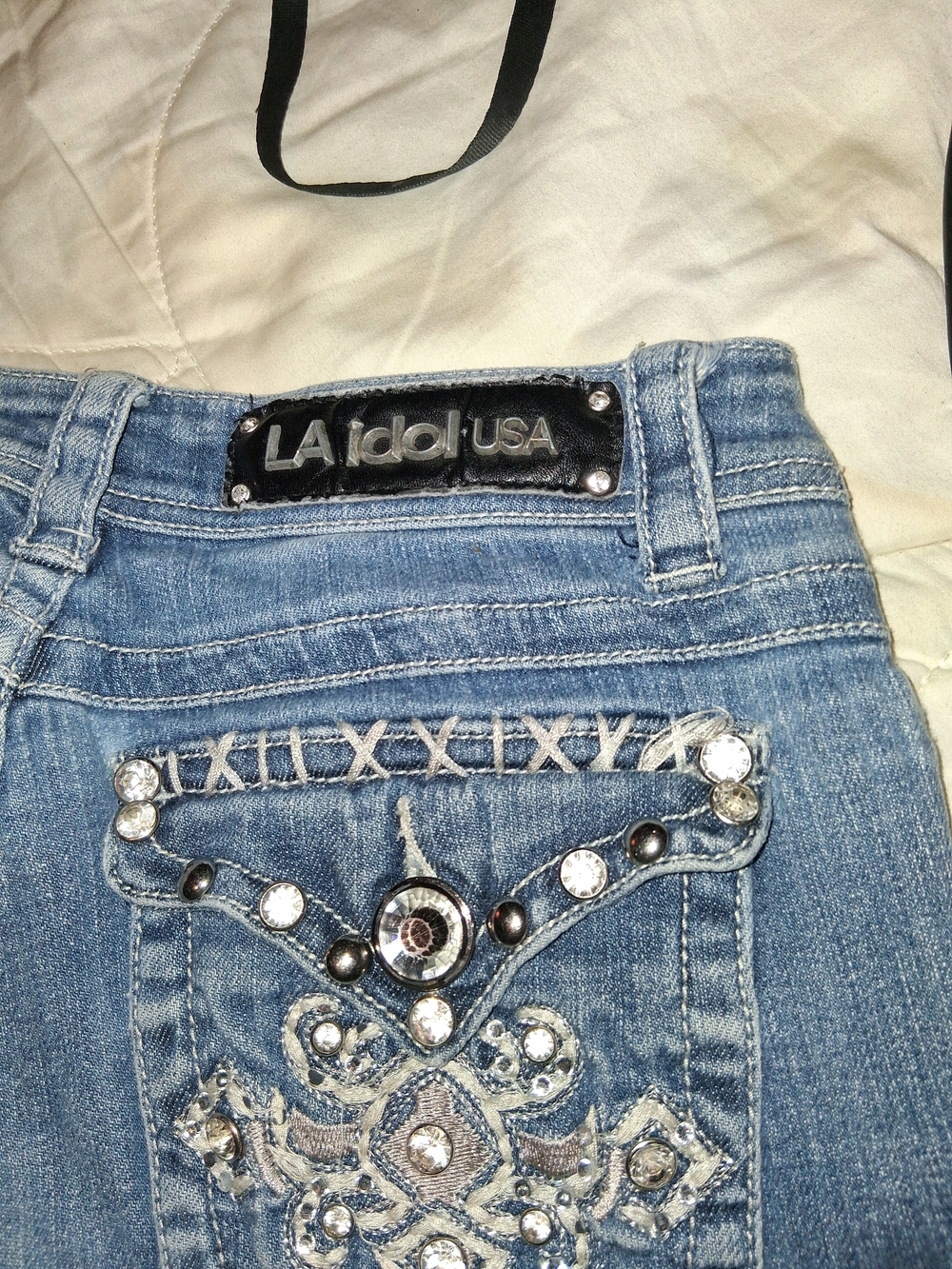L.A. idol Light Blue Embellished Boot Cut Jeans